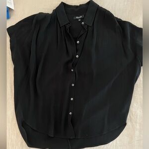 Madewell silk Black Button-Up Top